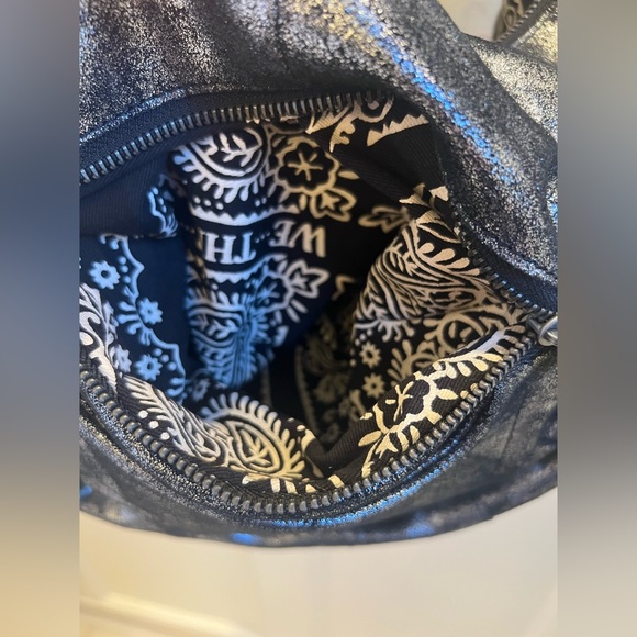 NWT new Free People We The Free Sparta sling bag black metallic leather shimmer - Picture 13 of 17